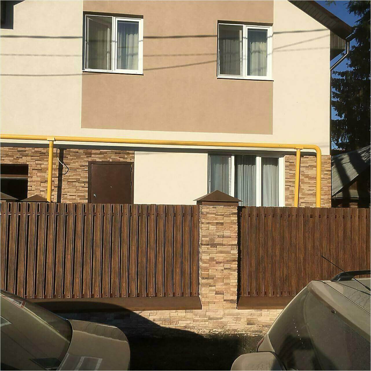 забор из штакетника 70м каштан фото1 в Сланцах