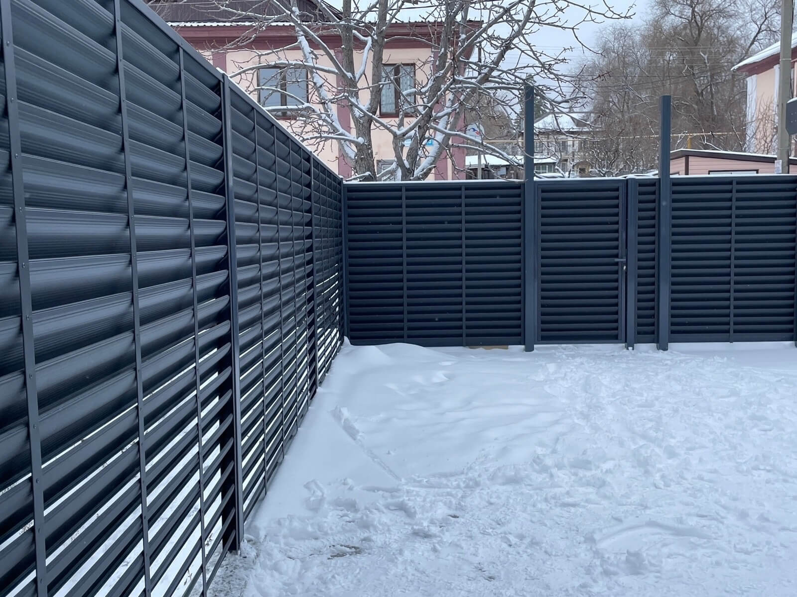 Забор-жалюзи 53м RAL7024/7024 Серый Графит двусторонний МАТТЕ фото 3 в Сланцах